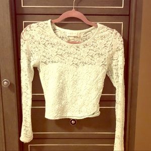 Light Blue Long Sleeve Laced Crop Top